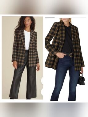 NWOT Veronica Beard Oria Cotton Black Plaid Dickey Jacket Blazer Size 2